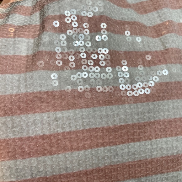 Joan Vass Sequin Cotton Tank Top in Pink and White. Size L/2 - Picture 5 of 6